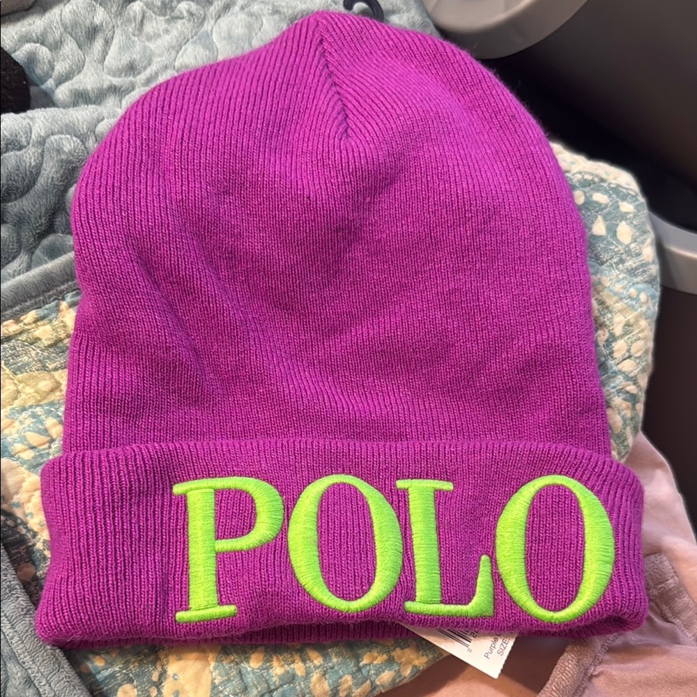 Polo by Ralph Lauren Purple and Green Beanie